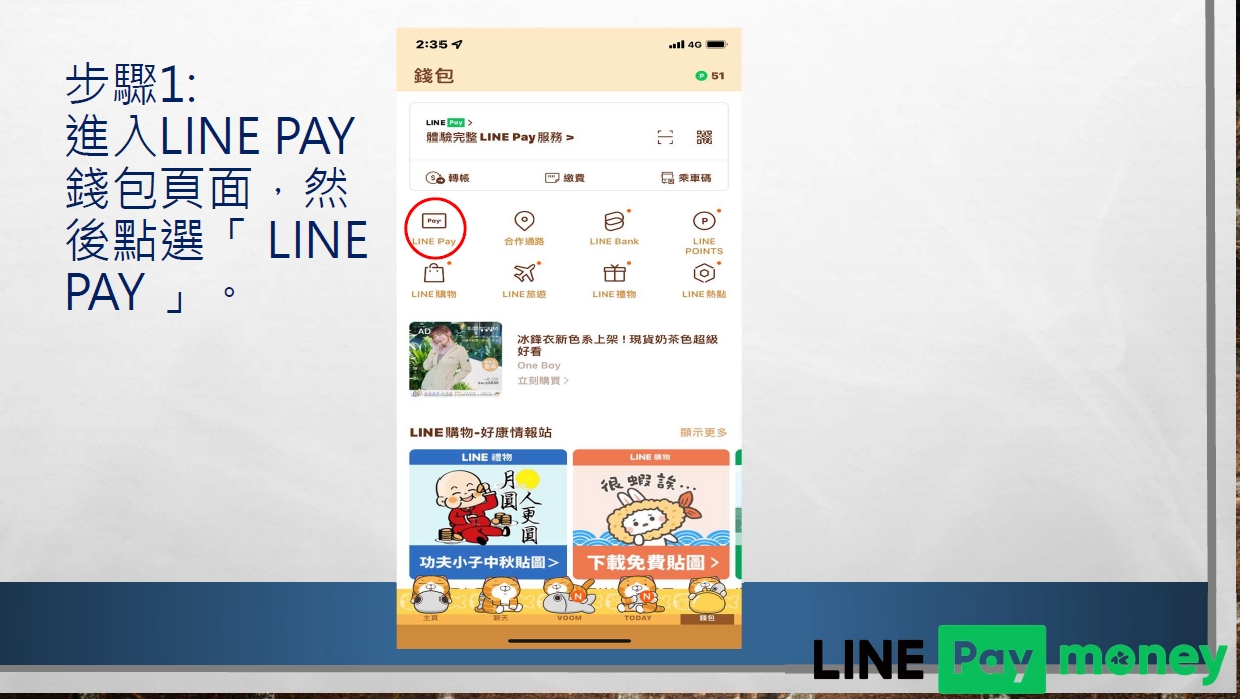Line+pay繳交就安費流程表